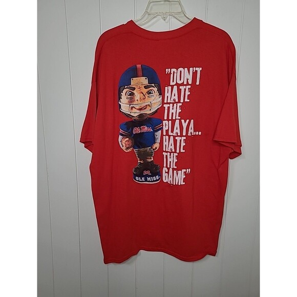 Ole Miss Rebels NCAA Tshirt Mens Size XL Red Short Sleeve "Don't Hate the Playa" - Picture 3 of 8